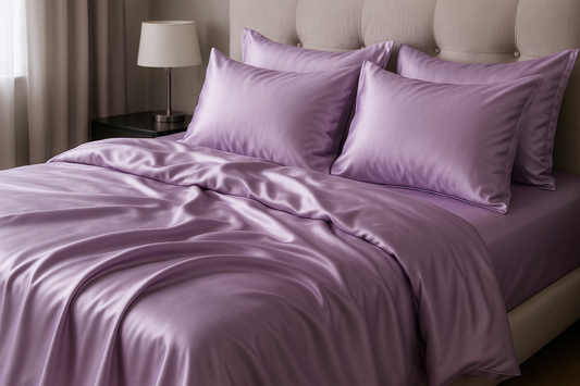 light purple more than silk bedding set